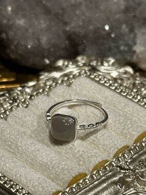 Midnight Jade Sterling Silver Link Ring S925 Adjustable Size 6–9